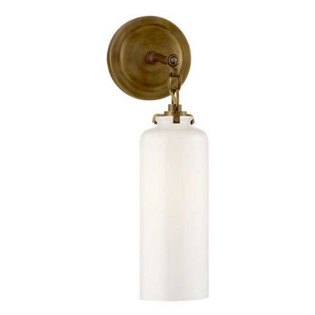 Visual Comfort TOB 2225HAB/G3-WG - Katie Small Cylinder Sconce in Hand-Rubbed Antique Brass with White Glass