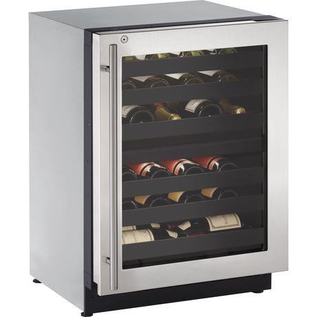 U-Line Wine Captain 2000 Series U2224ZWCS13B 24 Inch Built-in Wine Storage with 43 Bottle Capacity, Dual-Zone Temperature System.