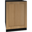 U-LINE UHRF124-1S01A U-LINE UHRF124-1S01A compact refrigerator-freezer with wood panel front.