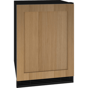 U-LINE UHRF124-1S01A U-LINE UHRF124-1S01A compact refrigerator-freezer with wood panel front.