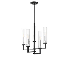 Savoy House 1-2135-5-67 - Folsom 5-Light Adjustable Chandelier in Matte Black with Polished Chrome Accents