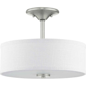 Progress Lighting P350129-009 - Inspire 2 Light 13 Inch Semi-Flush Mount in Brushed Nickel with Fabric Shade