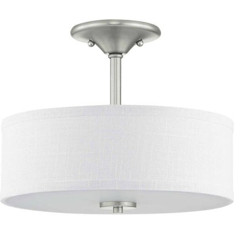 Progress Lighting P350129-009 - Inspire 2 Light 13 Inch Semi-Flush Mount in Brushed Nickel with Fabric Shade