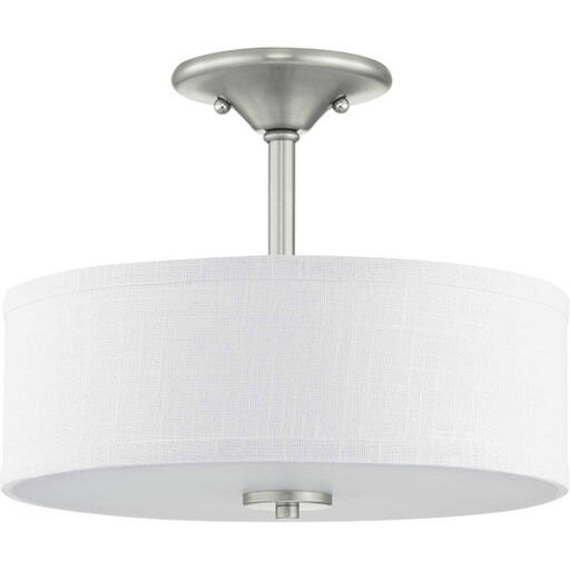 Progress Lighting P350129-009 - Inspire 2 Light 13 Inch Semi-Flush Mount in Brushed Nickel with Fabric Shade