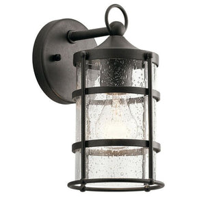 Kichler 49960AVI - Mill Lane 1-Light 75W Medium Outdoor Wall Light in Anvil Iron with clear glass shade.