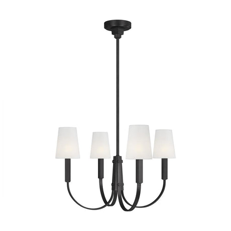 Visual Comfort TC1084AI - Logan Medium Chandelier in Aged Iron, stylish design with four white shade lights.