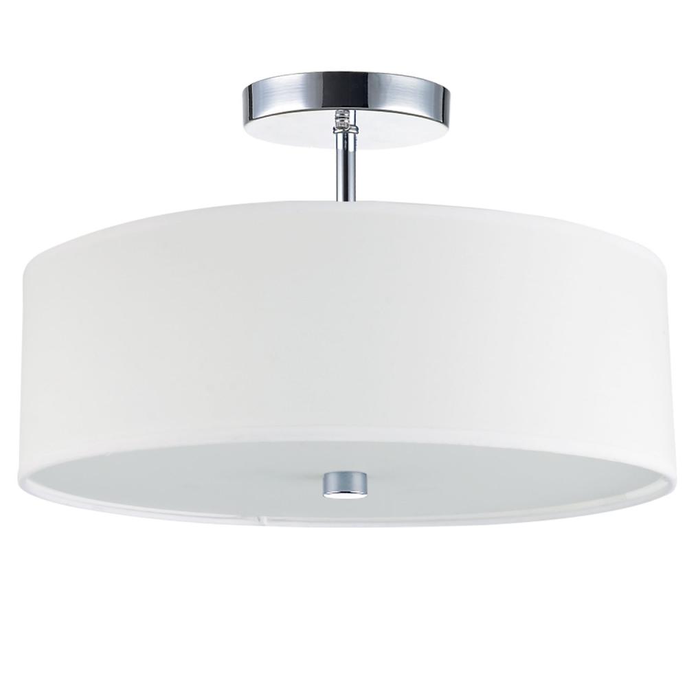 Dainolite 571-143SF-PC-WH - 3-Light Incandescent Semi-Flush Ceiling Light with White Shade