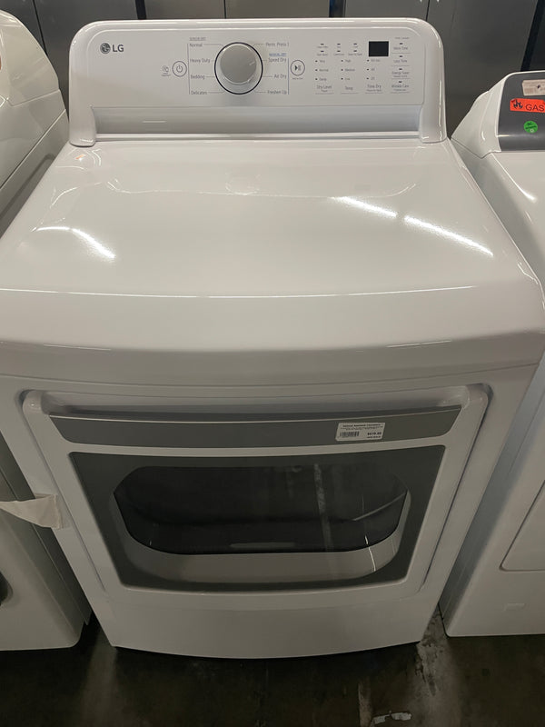 LG DLG7151W 27 Inch Gas Dryer with 7.3 Cu. Ft. Capacity, 8 Dryer Programs, Wrinkle Care, Speed Dry, Sensor Dry, FlowSense™ Duct Clogging Indicator, and Energy Star Certified: White - Scratch & Dent.