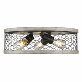 Golden Lighting 3171-FM15-BLK-CW - Bailey 15-inch Matte Black Flush Mount Ceiling Light with industrial design.