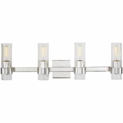 Visual Comfort CV1024PN - Geneva Four Light Vanity in Polished Nickel - OPEN BOX with modern design and polished finish.