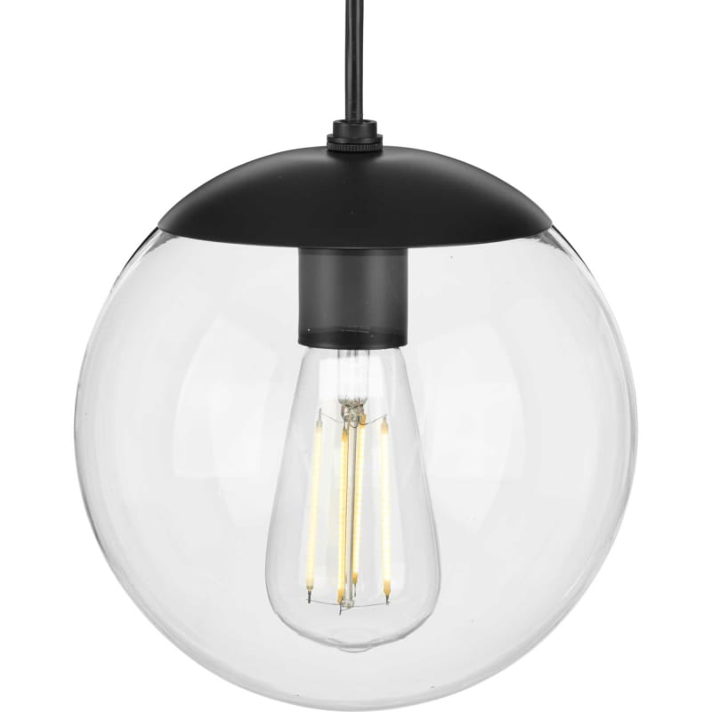 Progress Lighting P500309-031 - Atwell 1 Light 8 inch Pendant in Matte Black with Clear Glass showcasing modern lighting design.