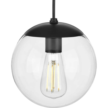 Progress Lighting P500309-031 - Atwell 1 Light 8 inch Pendant in Matte Black with Clear Glass showcasing modern lighting design.