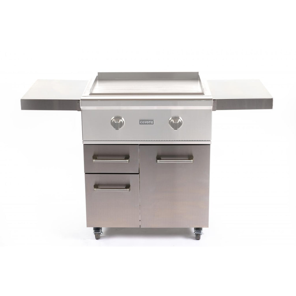 Coyote 30" Flat Top Grill Cart with stainless steel finish