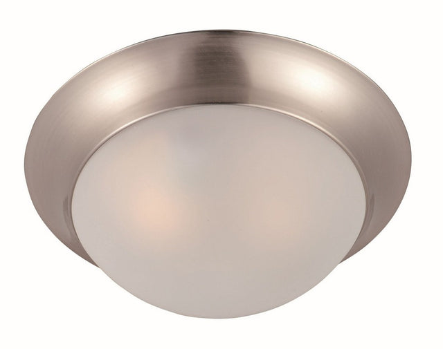 Maxim Lighting 5850FTSN – Malaga 2-Light Flush Mount in Satin Nickel with Frosted Glass showcasing modern design with soft lighting.