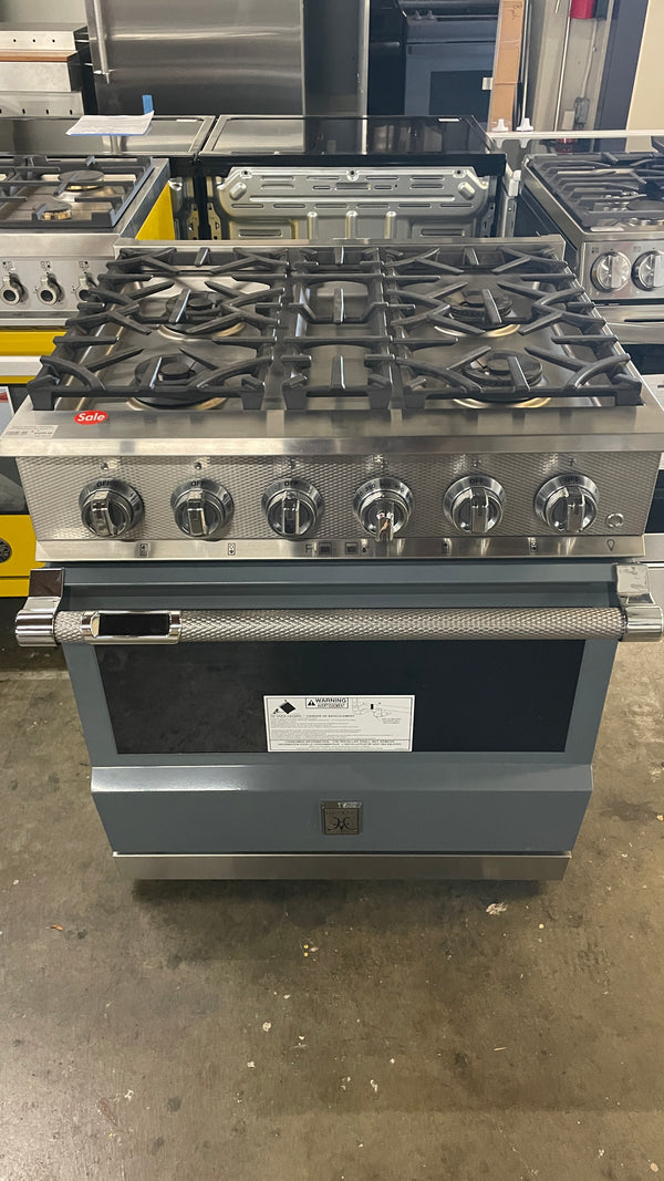 Hestan KRD304NGGG 30 Inch Pacific Fog Gray Dual Fuel Freestanding Range, in Pacific Fog Gray