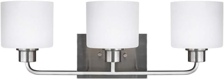 Generation Lighting 4428803-962 - Canfield 3 Light 23 inch Bath Light in Brushed Nickel with sleek design and glass shades.