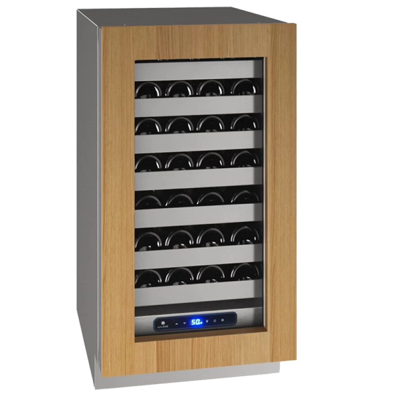 U-LINE UHWC518-IG01A 18 Inch Full Depth Wine Storage with 35 Bottle Capacity - 3.7 cu. ft, Convection Cooling, Digital Touch Pad, LED Lighting, and Star K Certified: Integrated Frame with Panel Ready.