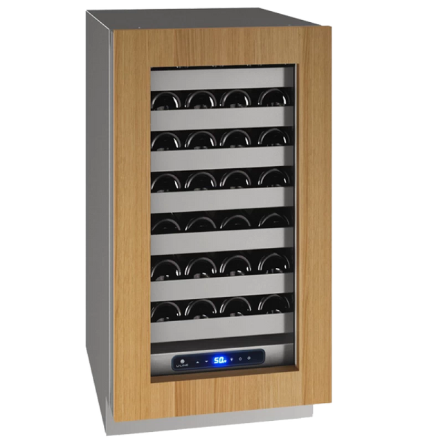 U-LINE UHWC518-IG01A 18 Inch Full Depth Wine Storage with 35 Bottle Capacity - 3.7 cu. ft, Convection Cooling, Digital Touch Pad, LED Lighting, and Star K Certified: Integrated Frame with Panel Ready.