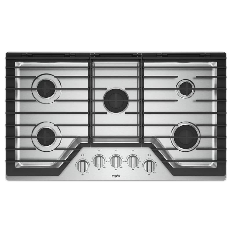 WHIRLPOOL WCG55US6HS 36" Gas Cooktop - Stainless Steel with EZ-2-Lift Hinged Grates and SpeedHeat Burner