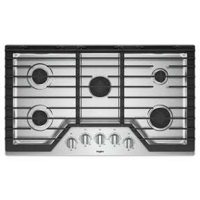 WHIRLPOOL WCG55US6HS 36" Gas Cooktop - Stainless Steel with EZ-2-Lift Hinged Grates and SpeedHeat Burner