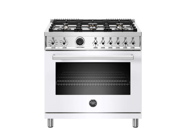 BERTAZZONI PROF366DFSBIT 36 Inch Freestanding Professional Dual Fuel Range with 6 Sealed Burners, 5.7 Cu. Ft. Oven Capacity.