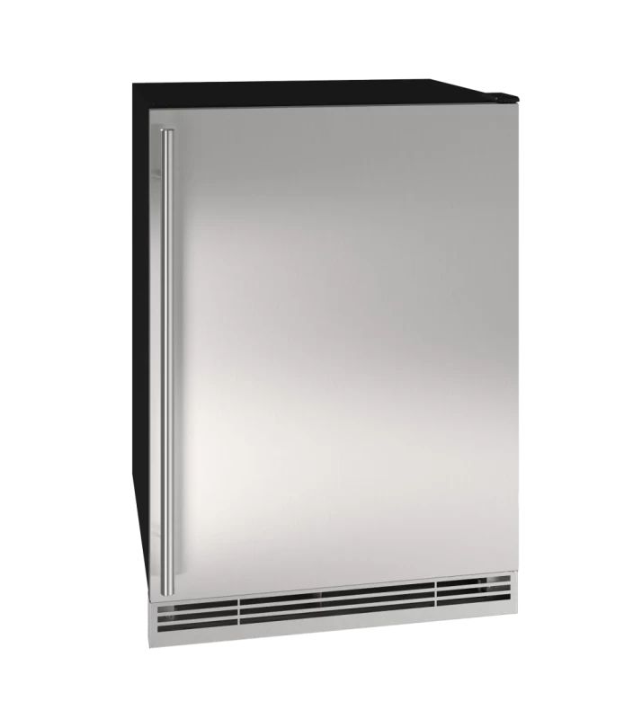 U-Line UHRE124-SS01A UL-SOLID REF 24" REV HINGE SS SOLID 115V refrigerator with sleek stainless steel design.