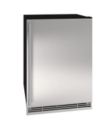 U-Line UHRE124-SS01A UL-SOLID REF 24" REV HINGE SS SOLID 115V refrigerator with sleek stainless steel design.