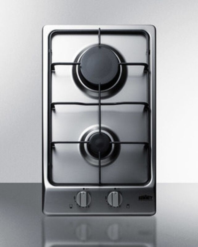 SUMMIT GCJ2SS- 12" Wide 2-Burner Gas Cooktop In Stainless Steel
