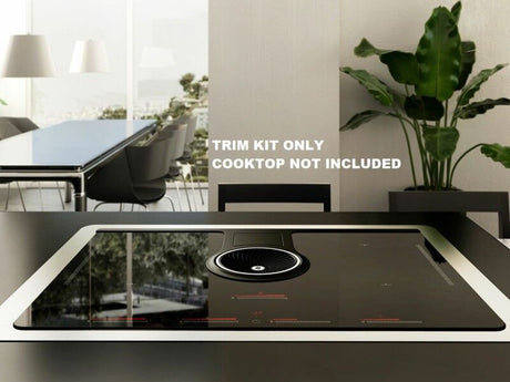 Elica KIT0155746 EL-TRIM KIT, STAINLESS STEEL shown on modern kitchen countertop, trim kit only, cooktop not included.