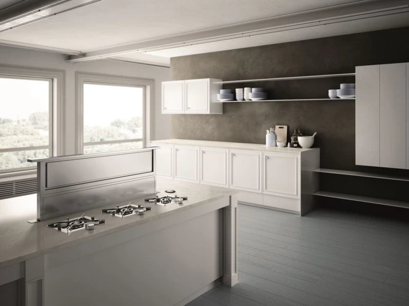 ELICA ERS636S1 RISE SERIES Downdraft Range Hood with 3-Speed + Booster, 600 CFM Blower, External Electronic Rotating Disk + LCD, and Dishwasher-Safe Mesh Filter: 36 Inch