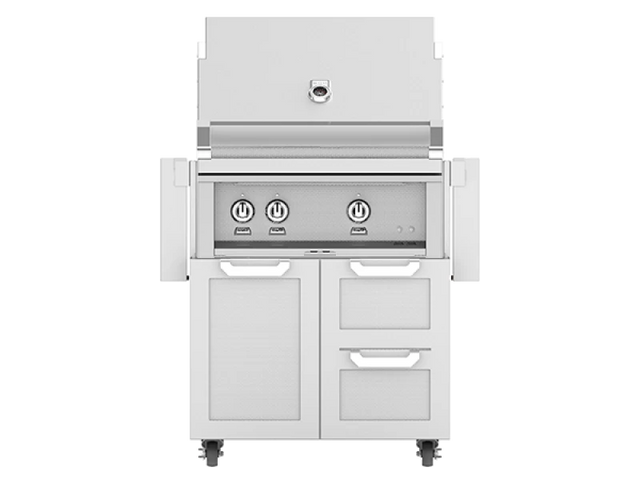 HESTAN GCD30 30 Inch Double Door Grill Cart: Stainless Steel for outdoor cooking, part of our luxury appliances sale.