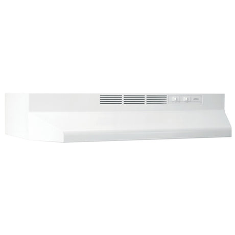 Broan 412401 BR-24in. WHITE DUCTFREE HOOD features a sleek design and 2-speed fan switch, perfect for your kitchen appliance needs.