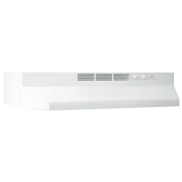 Broan 412401 BR-24in. WHITE DUCTFREE HOOD features a sleek design and 2-speed fan switch, perfect for your kitchen appliance needs.