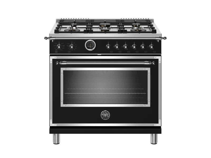 BERTAZZONI HERT366DFSNET 36 Inch Freestanding Dual-Fuel Range with 6 Monobloc Brass Burners, 5.7 Cu. Ft. Oven Capacity