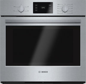 Bosch HBL5351UC BO-500 SER 30IN SINGLE WALL OVEN SS with metal knobs for stylish control and broil mode.