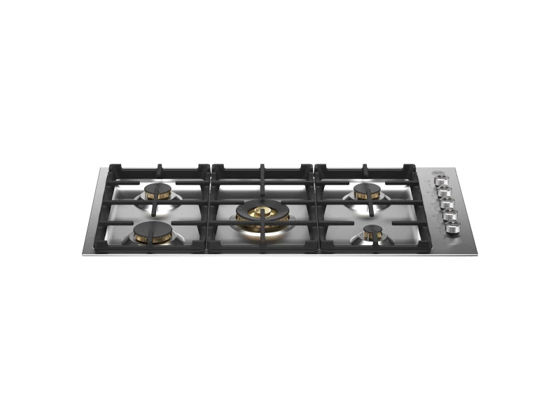 Bertazzoni gas cooktop with 5 brass burners