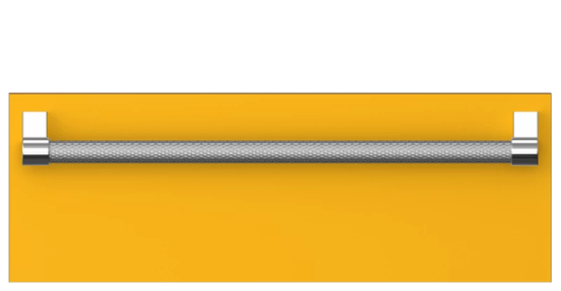 Hestan warming drawer handle in yellow