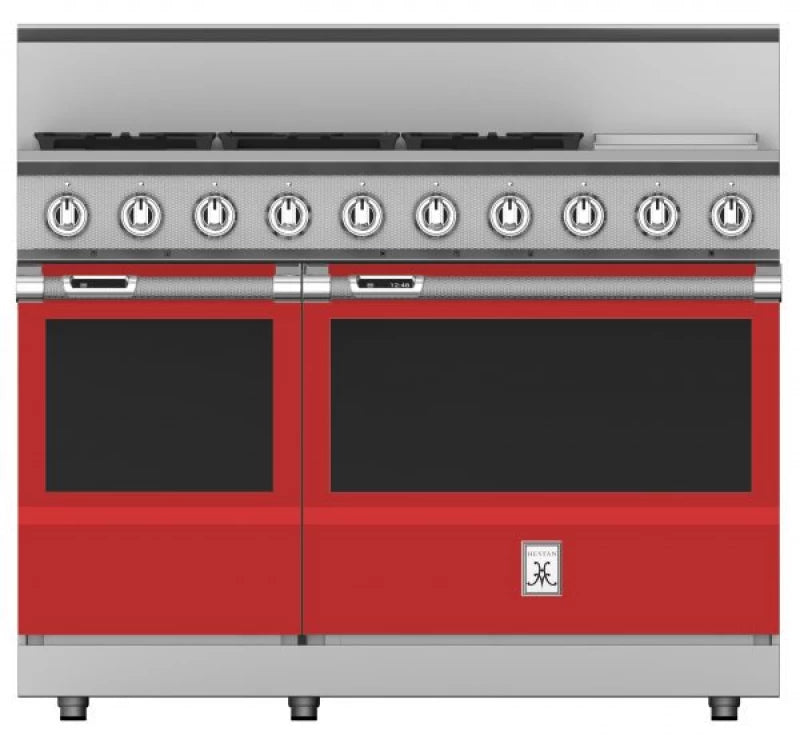 Hestan dual fuel range with griddle