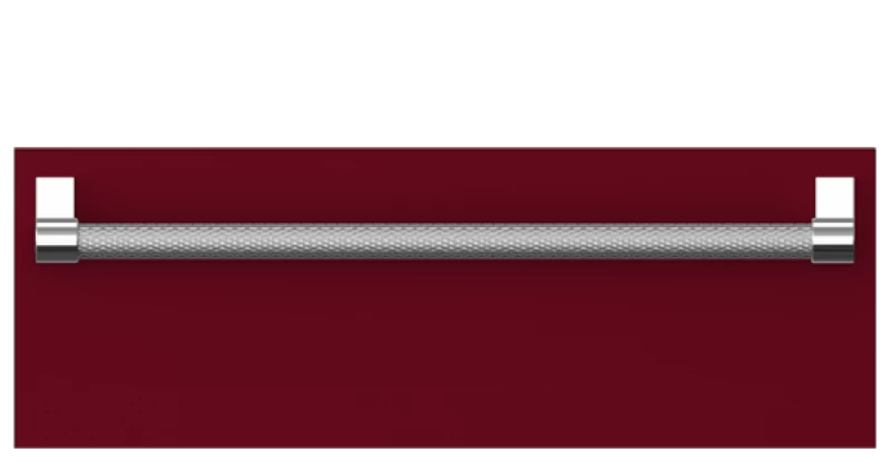 Hestan warming drawer handle in burgundy