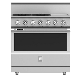 Hestan KRD364GDNG - RANGE, 4 BURNER WITH GRIDDLE, DUAL FUEL, 36" - NG - STAINLESS - luxury appliances sale