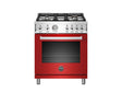 Bertazzoni PROF304GASROT BZ-30" PROF SERIES RANGE - GAS OV RED OPEN BOX in red with stainless steel accents.