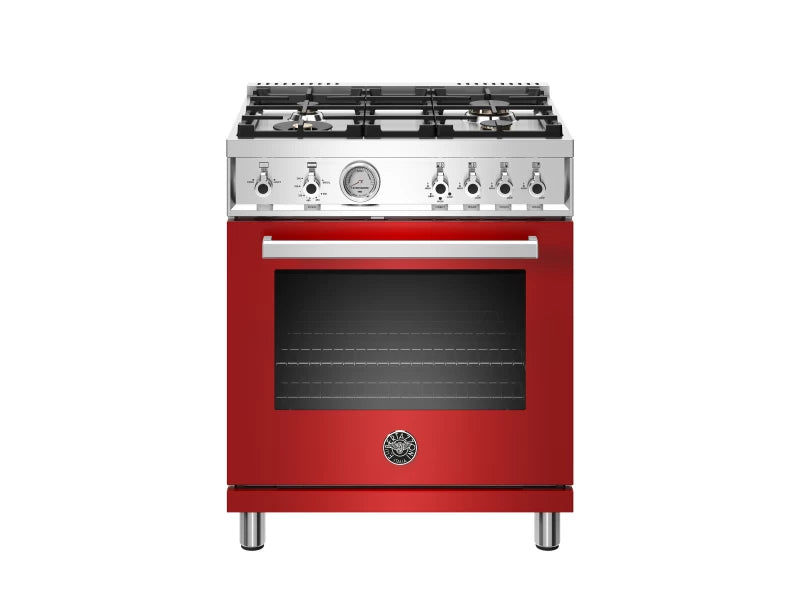 Bertazzoni PROF304GASROT BZ-30" PROF SERIES RANGE - GAS OV RED OPEN BOX in red with stainless steel accents.