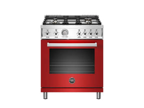 Bertazzoni PROF304GASROT BZ-30" PROF SERIES RANGE - GAS OV RED OPEN BOX in red with stainless steel accents.