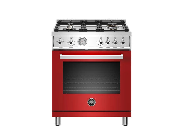 Bertazzoni PROF304GASROT BZ-30" PROF SERIES RANGE - GAS OV RED OPEN BOX in red with stainless steel accents.