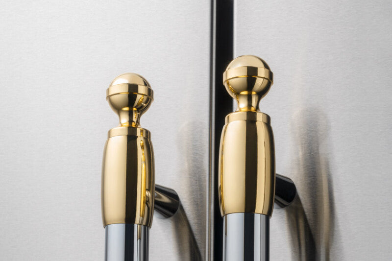 Bertazzoni refrigerator gold finish knobs