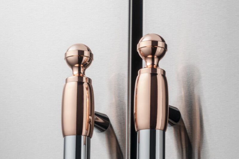 Bertazzoni polished copper refrigerator handles