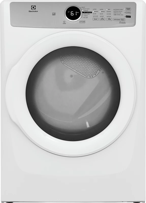 Electrolux ELFG7337AW ELX-8 CU FT WHITE FRONT LOAD GAS DRYER with luxury features and LED display