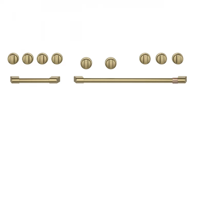 Cafe CXPR8HKPTCG 48 Inch Handle & Knob Set for Pro Range and Rangetop: Brushed Brass with high-quality finish for appliances.