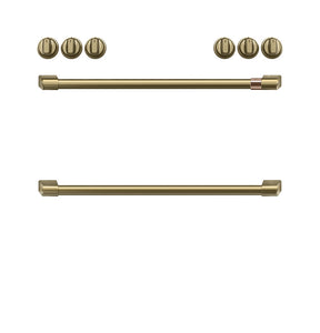 Cafe CXFCGHKPMCG Range Handle and Knob Kit in Brushed Brass with elegant finish.