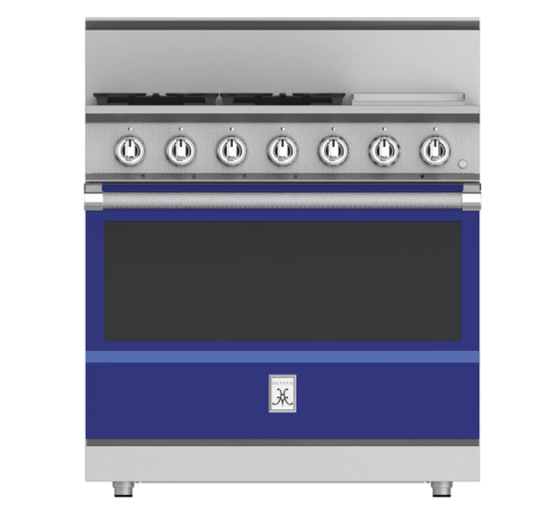 Hestan 36 Inch Gas Range with Blue Finish
